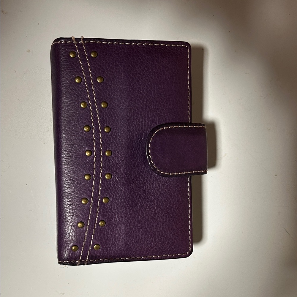 Wilsons Leather Purple Clutch with Gold Accents